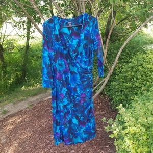 Chaps faux wrap dress  blues